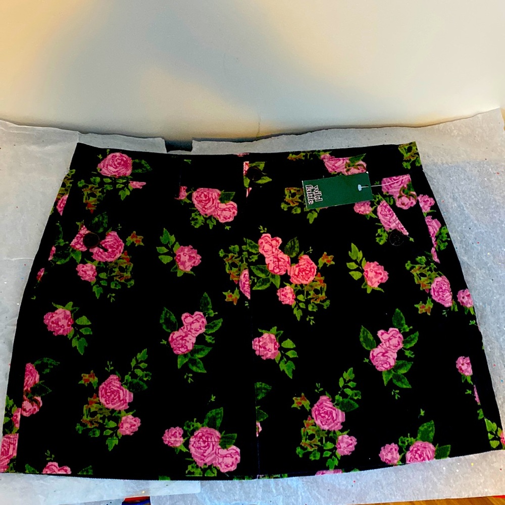 Corduroy Floral Mini Skirt